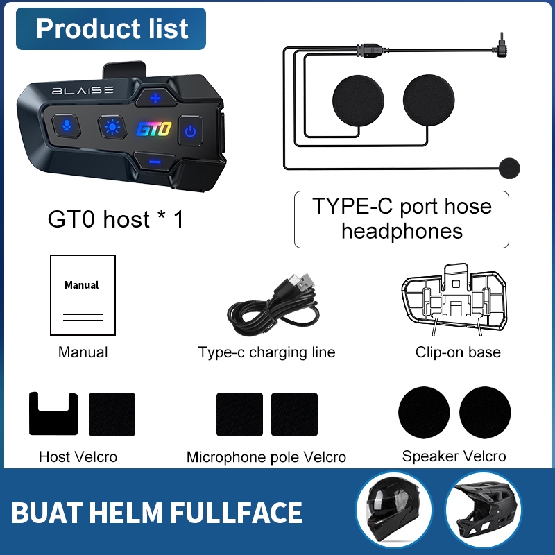 Jual BLAISE GT0 Headset Helm Bluetooth Headset Mic Hard Mic dan Soft ...