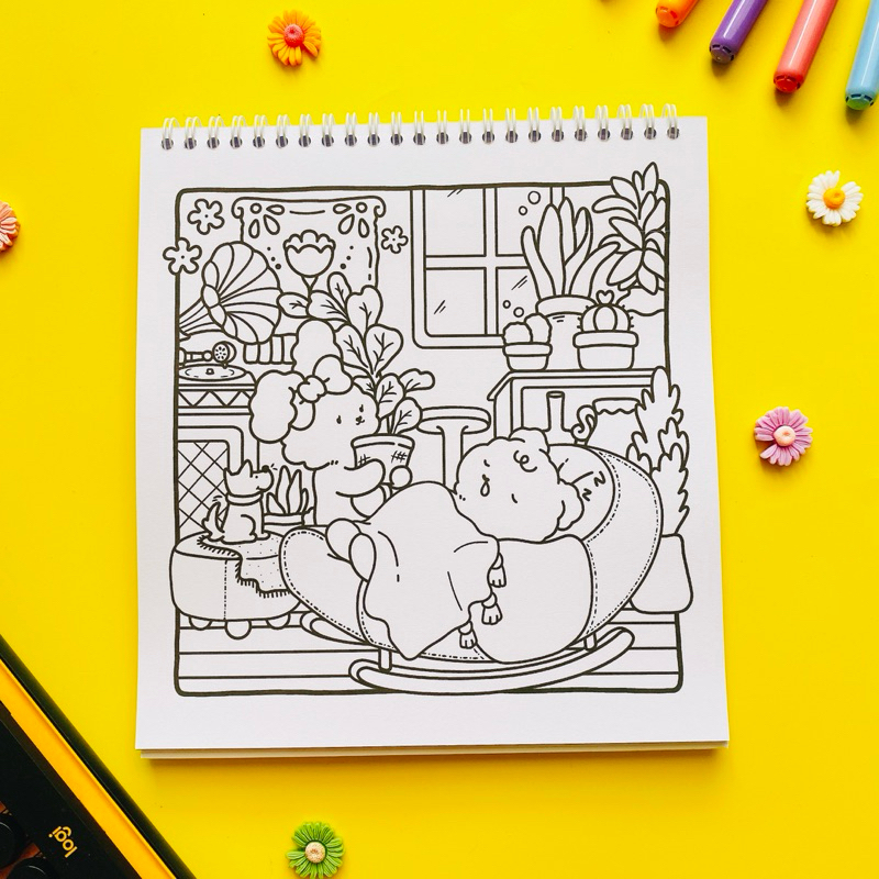 Jual Spring Moments Fuzzy Buddies Coloring Book Bogiki Stress Relief ...