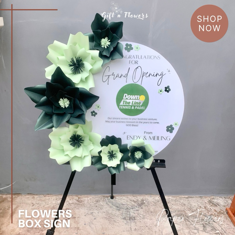 Jual Flowers Box Sign Bunga Kertas / Welcome Sign Bunga Kertas / Papan ...
