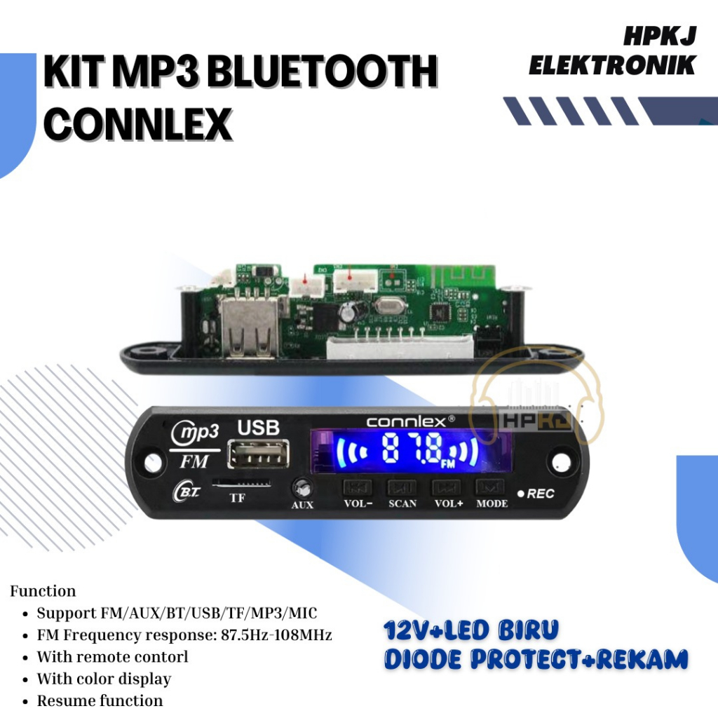 Jual KIT MODUL MP3 BLUETOOTH CONNLEX BT MODUL MP3 KIT MP3 12V + LED ...
