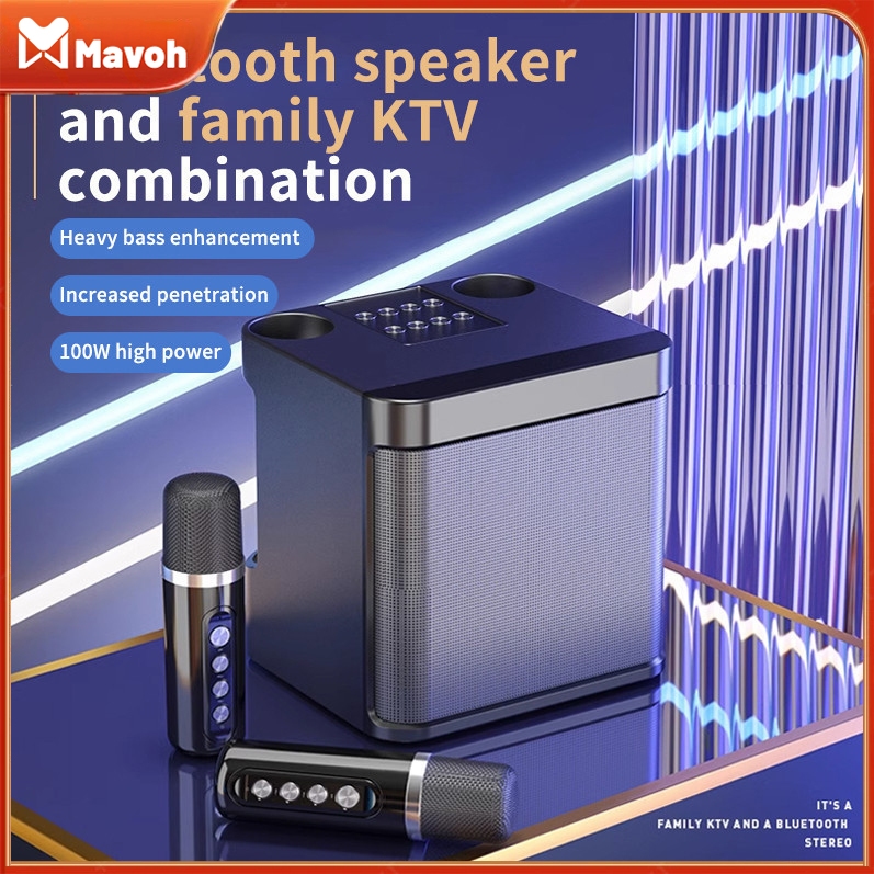 Jual Bluetooth Speaker Dengan 2PCS Wireless Mic Mini Karaoke Machine ...