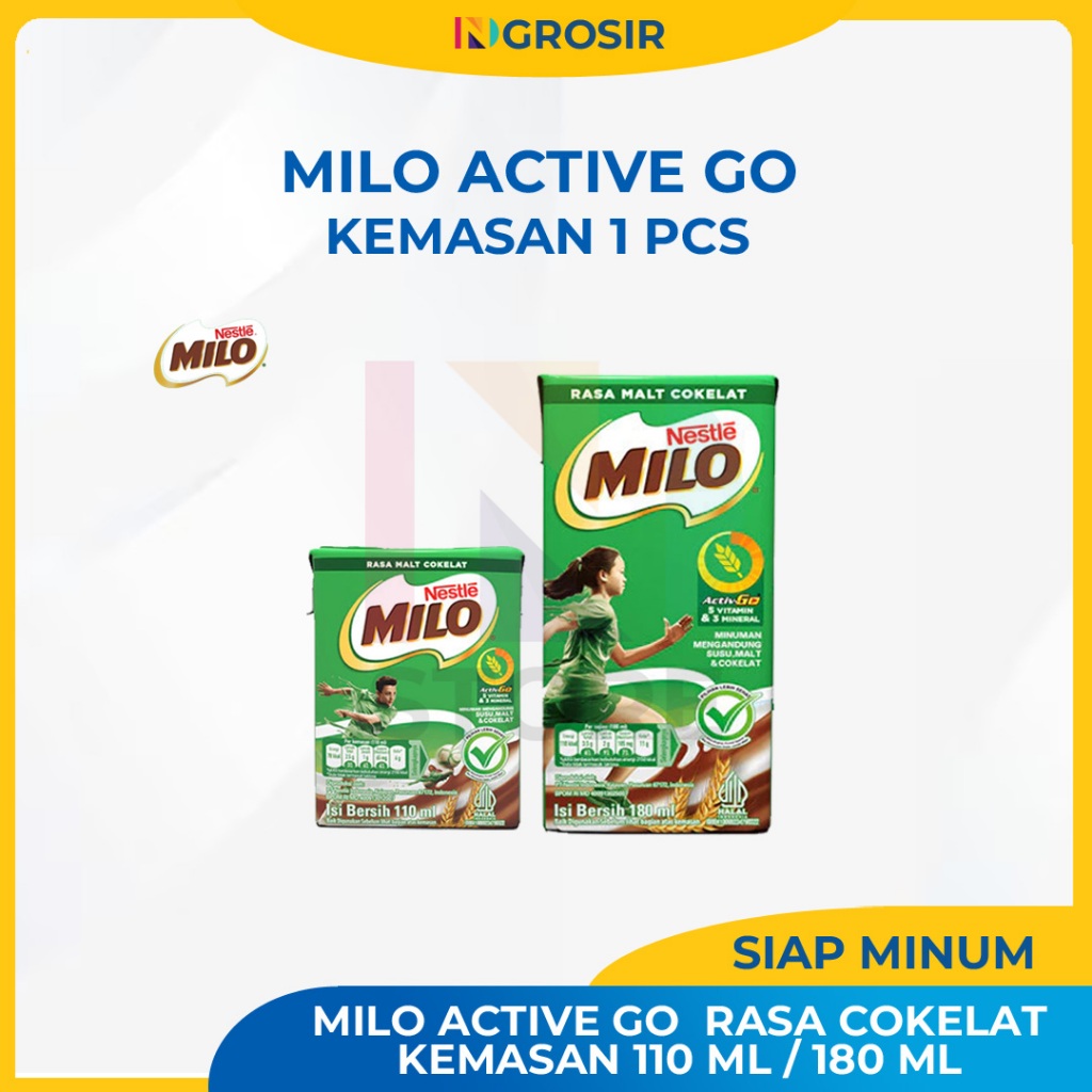 Jual Milo ACTIVE-GO Rasa Cokelat Kemasan 110ml/180ml Paket 1 Pcs ...