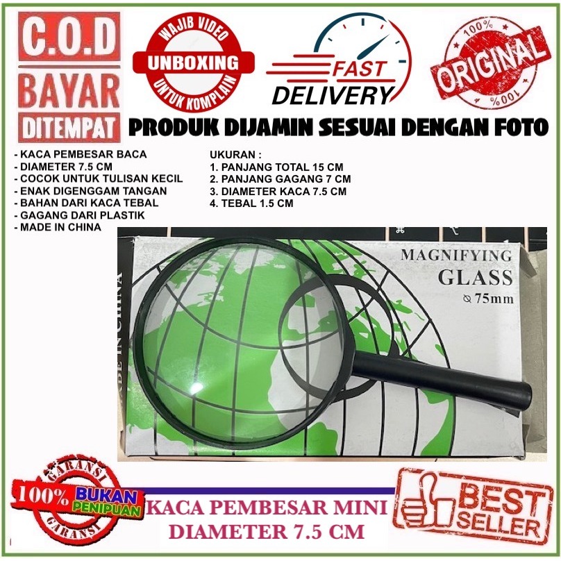 Jual C.O.D Kaca Pembesar Baca Magnifying Glass Ukuran Besar Diameter ...