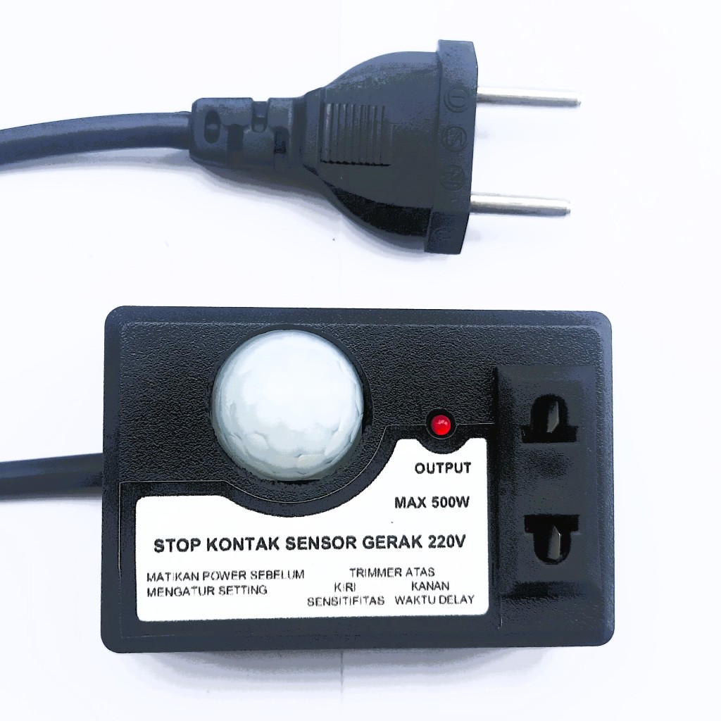 Jual Stop Kontak Sensor Gerak Steker Colok PIR 220V AC Adjustable ...