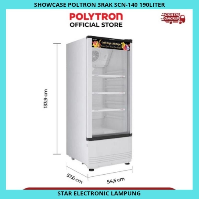 Jual SHOWCASE POLYTRON 3 RAK SCN-140 190LITER SHOWCASE POLYTRON 3 RAK ...