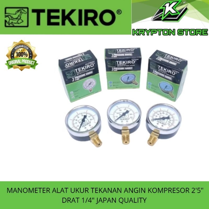 Jual Tekiro manometer alat ukur tekanan angin kompresor 2'5