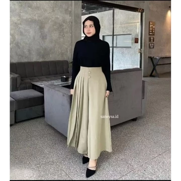 Cellie Kulot Pleats Celana Kulot Rok Wanita Celana Bawahan Casual Formal Daily Furano Premium