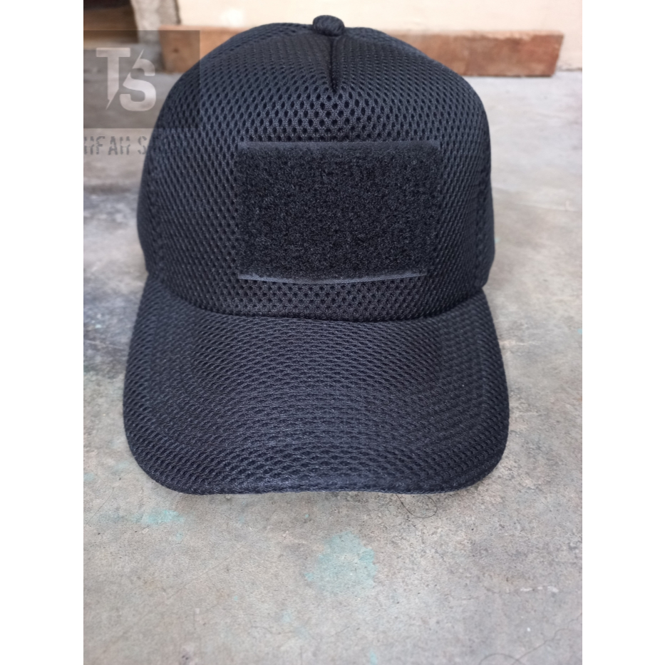 Jual Topi Velcro Hitam TNI POLRI TACTICAL Topi Jaring Hitam Army ...