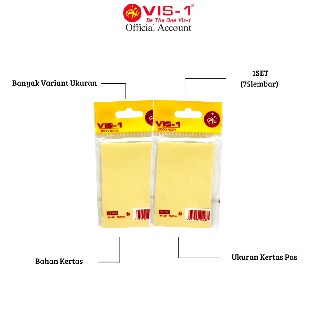Jual VIS-1 Sticky Note Kuning / Memo Tempel 75 Lembar | Shopee Indonesia