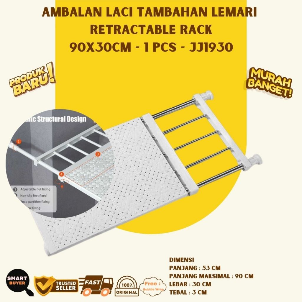 Jual Ambalan Bracket Laci Tambahan Lemari Retractable Rack 90 x 30cm 1 ...