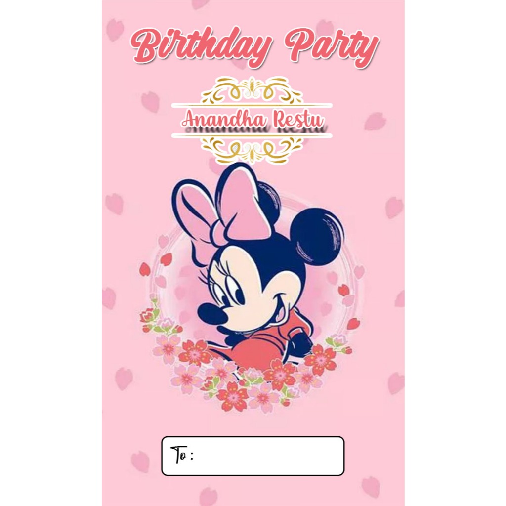 Jual Undangan ulang tahun MINNIE MOUSE PINK ( 30 PCS / 50 PCS ...