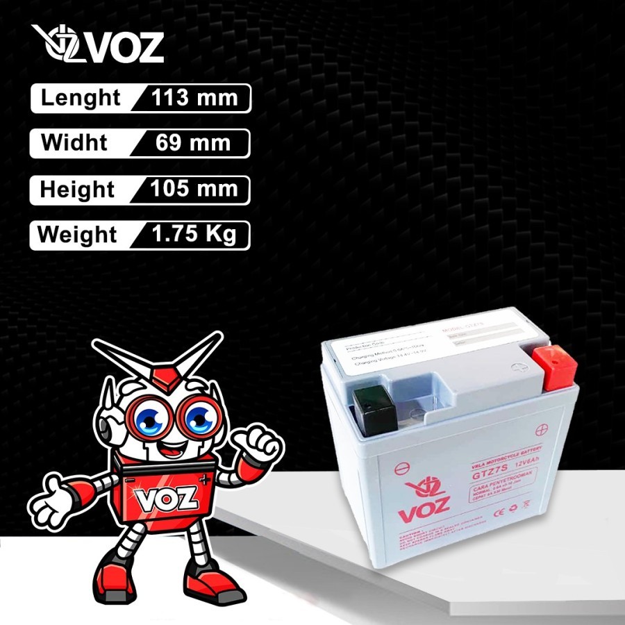 Voz Aki Motor GTZ7S 12V 6Ah - Baterai Aki Motor/voz battery motor gtz7s 12v 6 ah original murah bergaransi