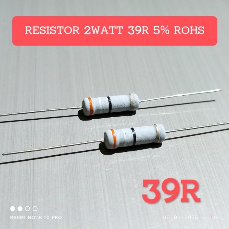 Jual (5 BUAH) RESISTOR 2WATT 2W 39R 39 OHM CF 5% ROHS | Shopee Indonesia
