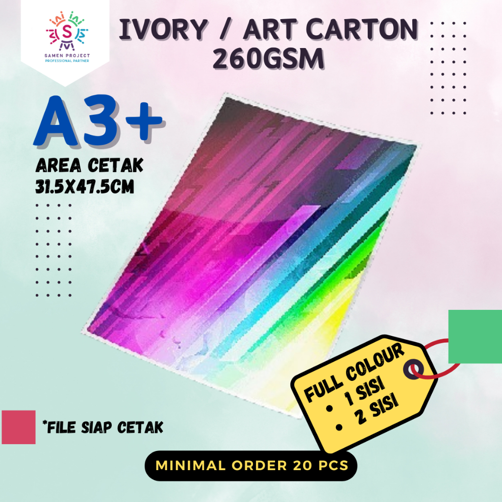 Jual Print Cetak A3+ Art Carton / Ivory 260 gsm Full Colour Laminasi ...
