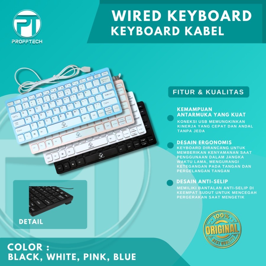 Jual PROFFTECH - Keyboard Mini Kabel USB - hitam | Shopee Indonesia