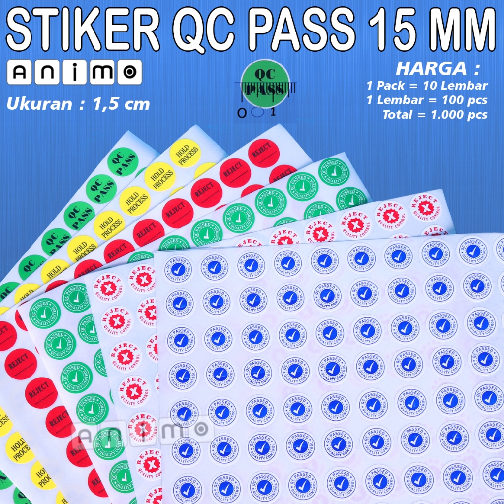 Jual STIKER Bulat QC PASS 15 mm - QC PASSED - QC REJECT - HOLD PROCESS ...