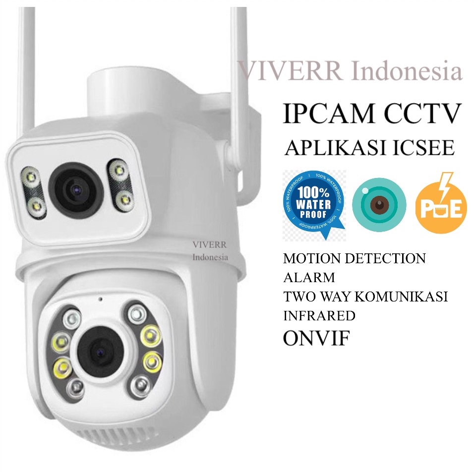 Jual ICSEE Aplikasi Ipcam cctv kamera Home CCTV Dual Lensa Outdoor 2 ...