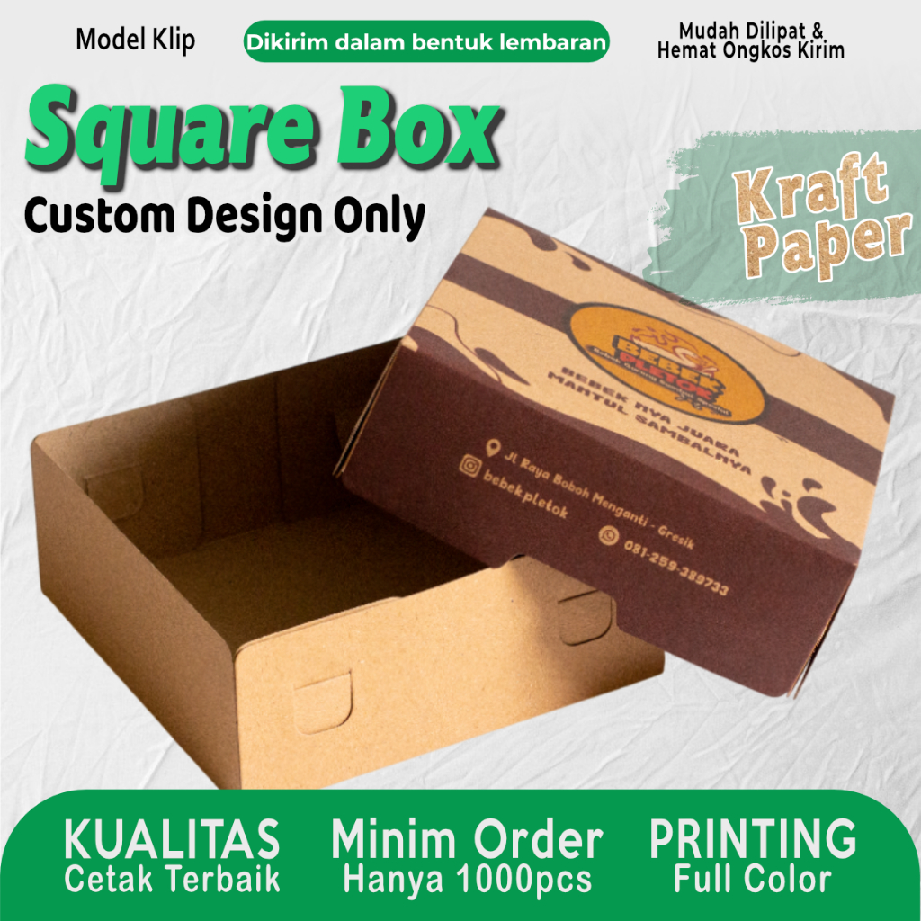 Jual Catering Box(Square Box) Custom Printing, Model Pisah Atas Bawah ...