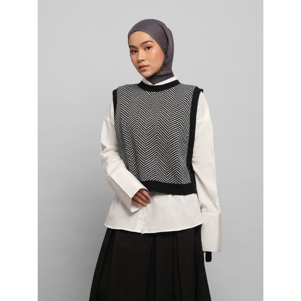 Jual THENBLANK | Knit Knot Vest Herringbone Baju Wanita Outer | Shopee ...