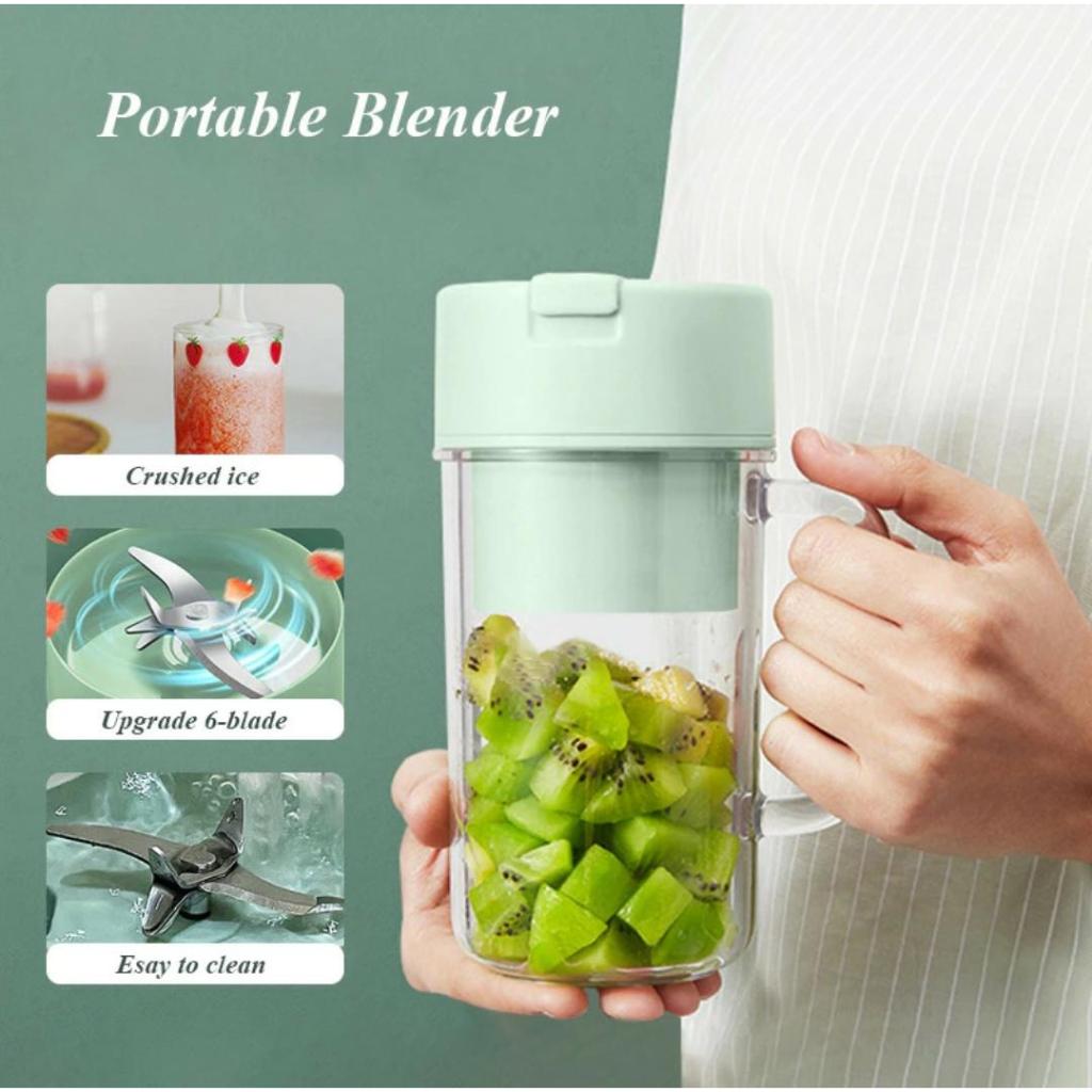 Blender Juicer Portable Rechargeable 420 ML Mata Pisau Dengan Lubang  Minum Langsung
