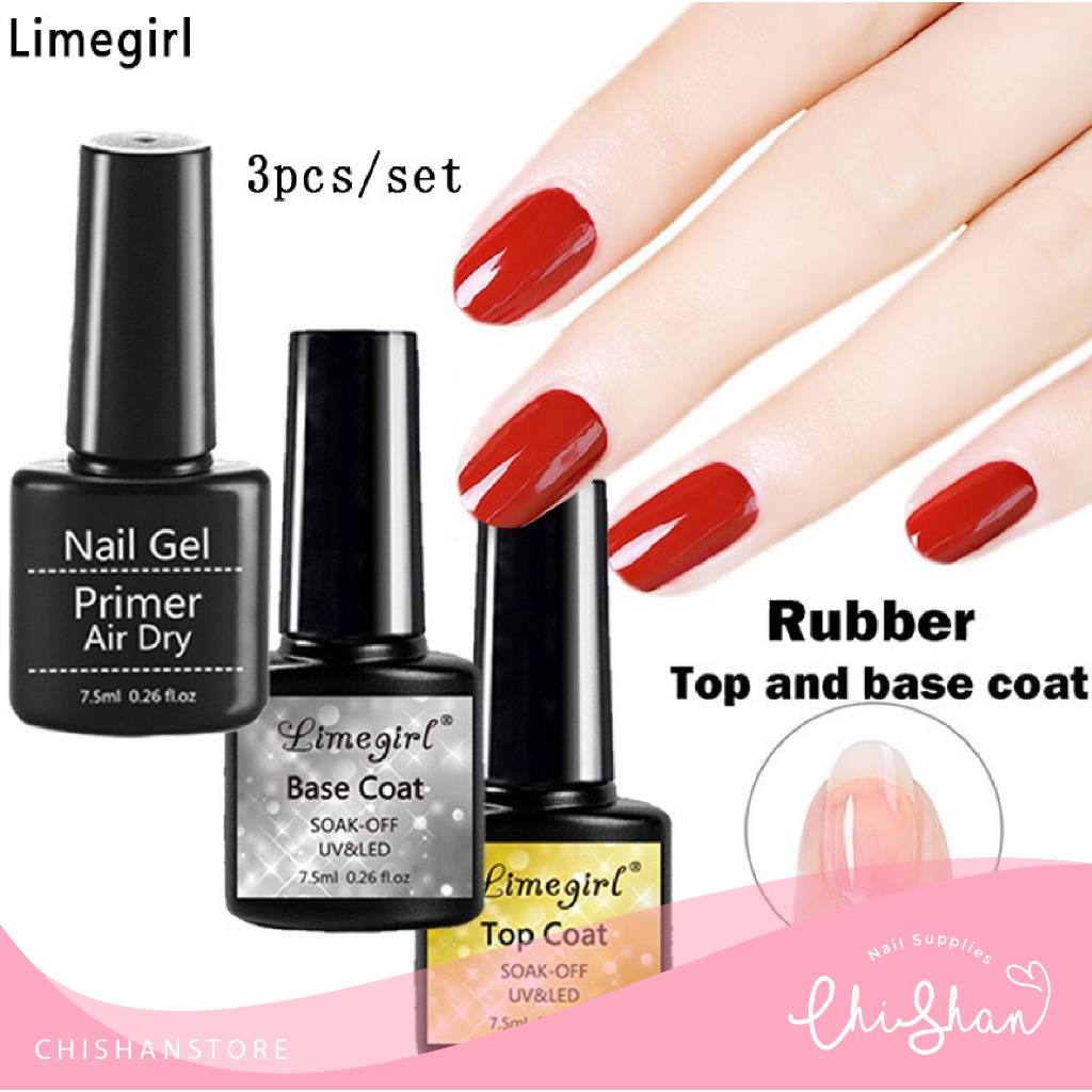𝗖𝗛𝗜𝗦𝗛𝗔𝗡𝗦𝗧𝗢𝗥𝗘 TOP COAT BASE COAT PRIMER LIMEGIRL UV LED NAIL  GEL POLISH SET