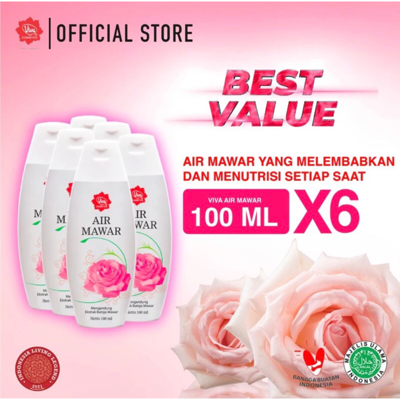Jual Viva Air Mawar 100 ml - (1 press=6pcs) | Shopee Indonesia