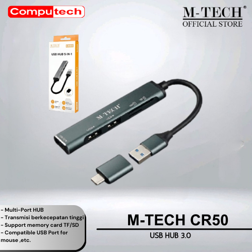 Jual M-TECH CR50 USB Hub 3.0 | MTECH 3 Port + SD TF With Type C OTG ...
