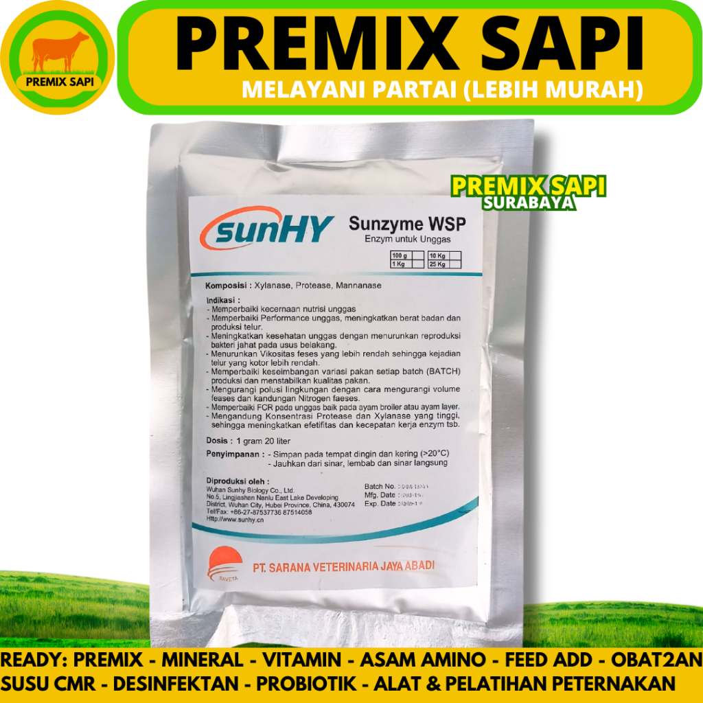 Jual SUNZYME WSP 100 GRAM - Enzim Larut Air - Enzyme untuk Ternak ...