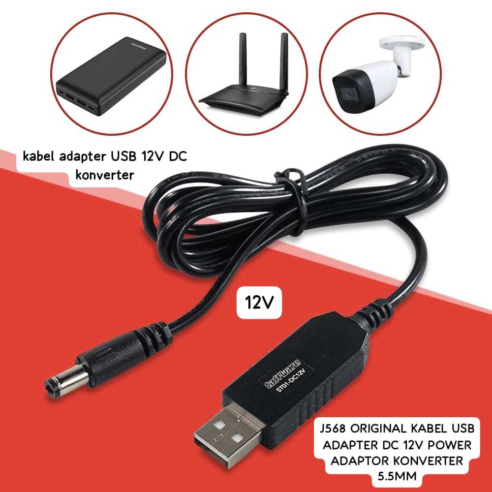 Jual J568 ORIGINAL KABEL USB CONVERTER ADAPTER DC 12V JACK 5.5 MM POWER