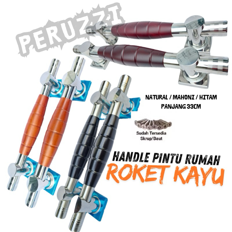 Jual ROKET KAYU Gagang Pintu Rumah 33 cm Handle Pintu Minimalis Natural ...