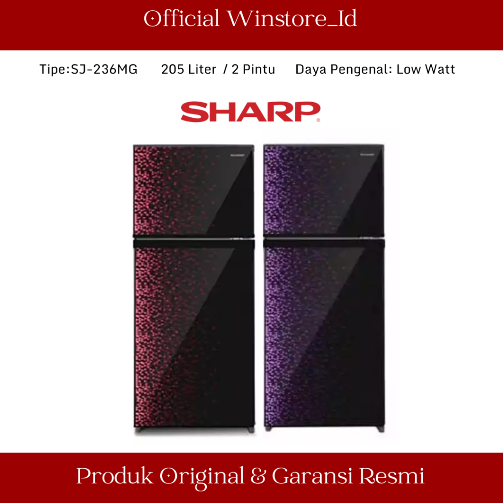 Jual Kulkas Sharp 2 Pintu SJ236MG Kulkas Tanpa Bunga Es 205 Liter