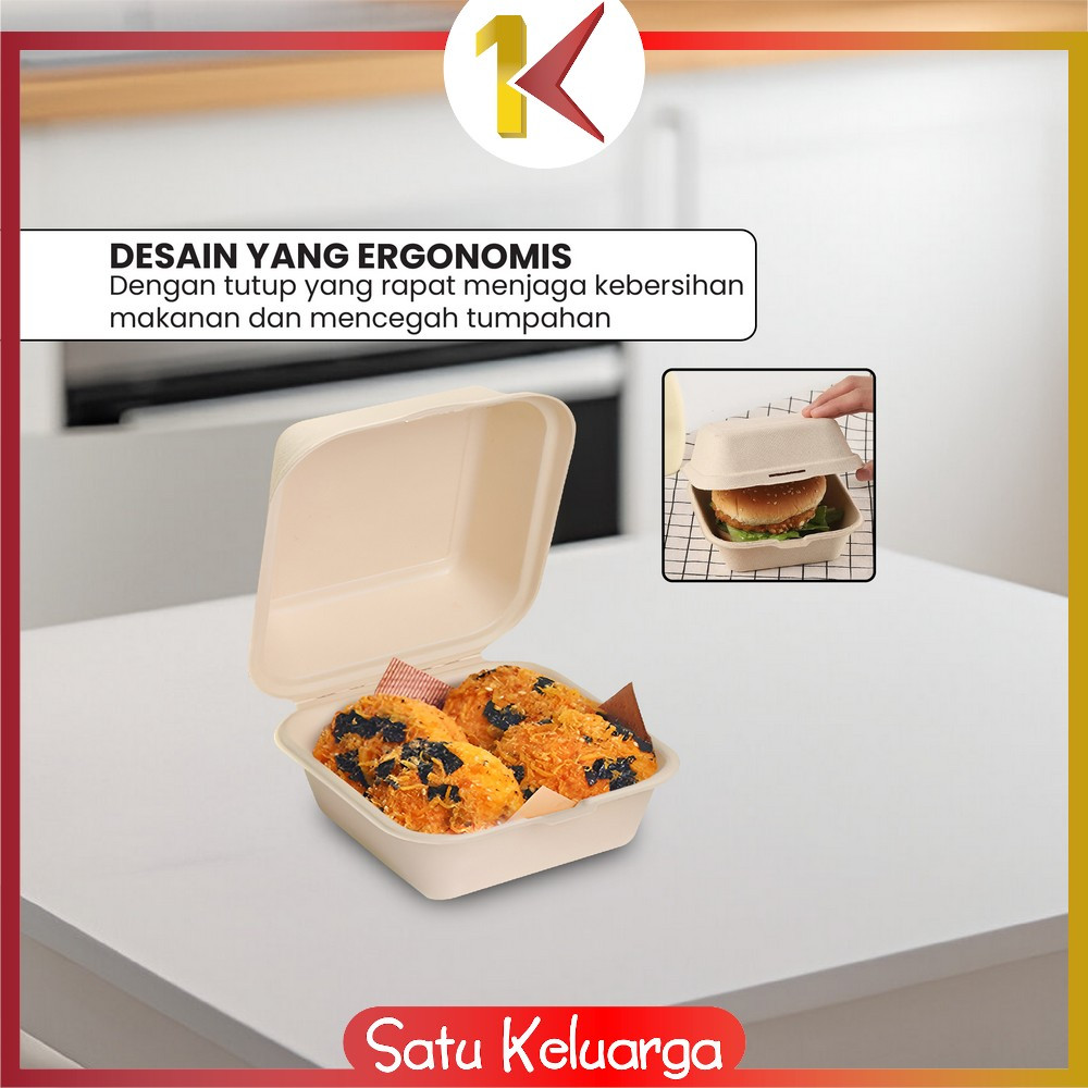 Jual SK-C1100 Bagasse Box Serat Tebu Lunch Box Burger 6in Food Grade ...