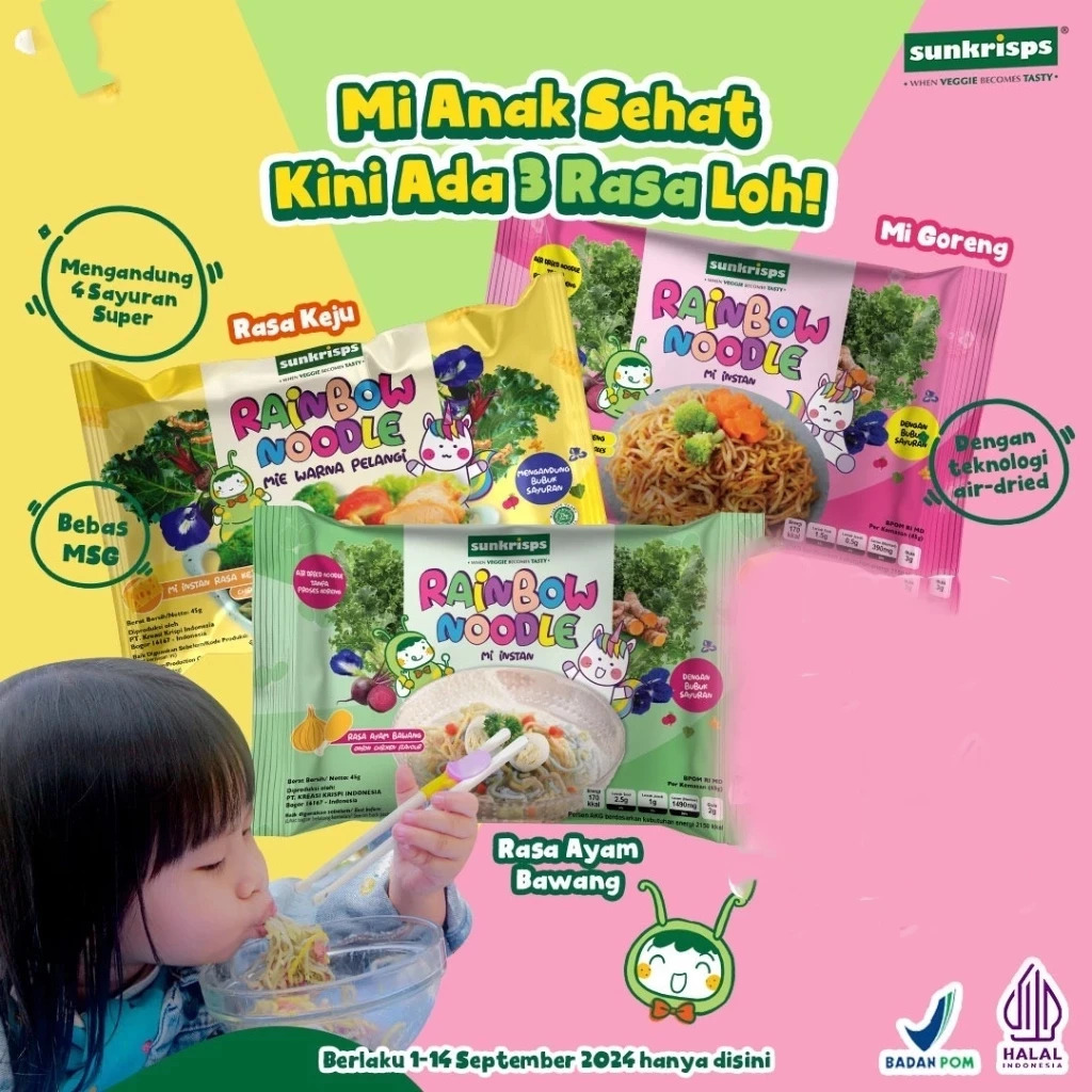 Jual SUNKRIPS RAINBOW NOODLE | Mie Pasta Keju Pelangi / Mie Sehat Mpasi ...