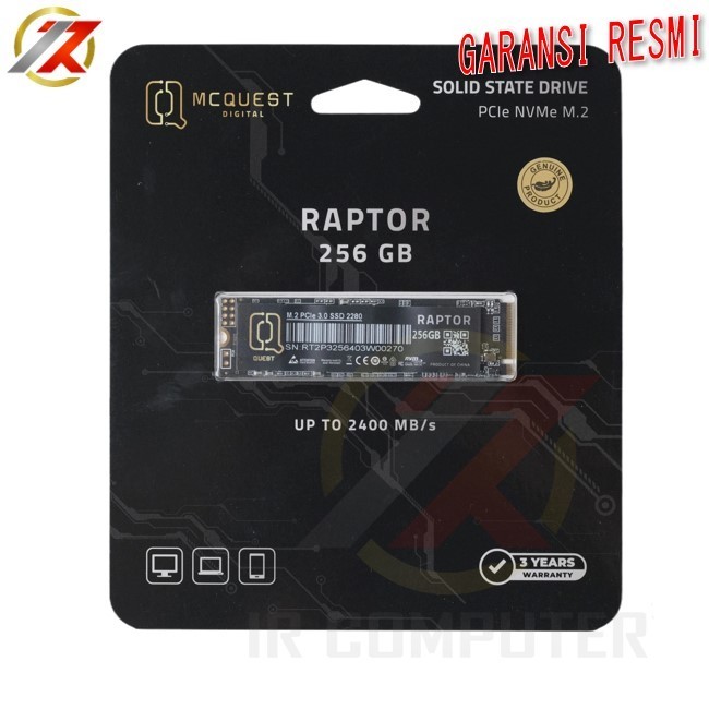 Jual SSD MCQUEST DIGITAL RAPTOR 256GB M2 NVME GEN 3.0 SSD MURAH ...