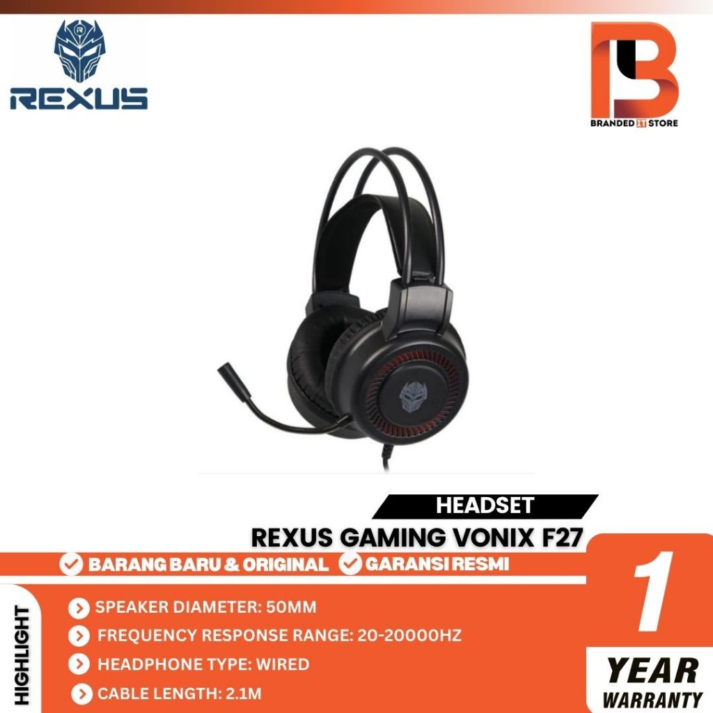 Jual Headset Gaming Rexus Vonix F27 F-27 F 27 Single Jack Free Splitter ...