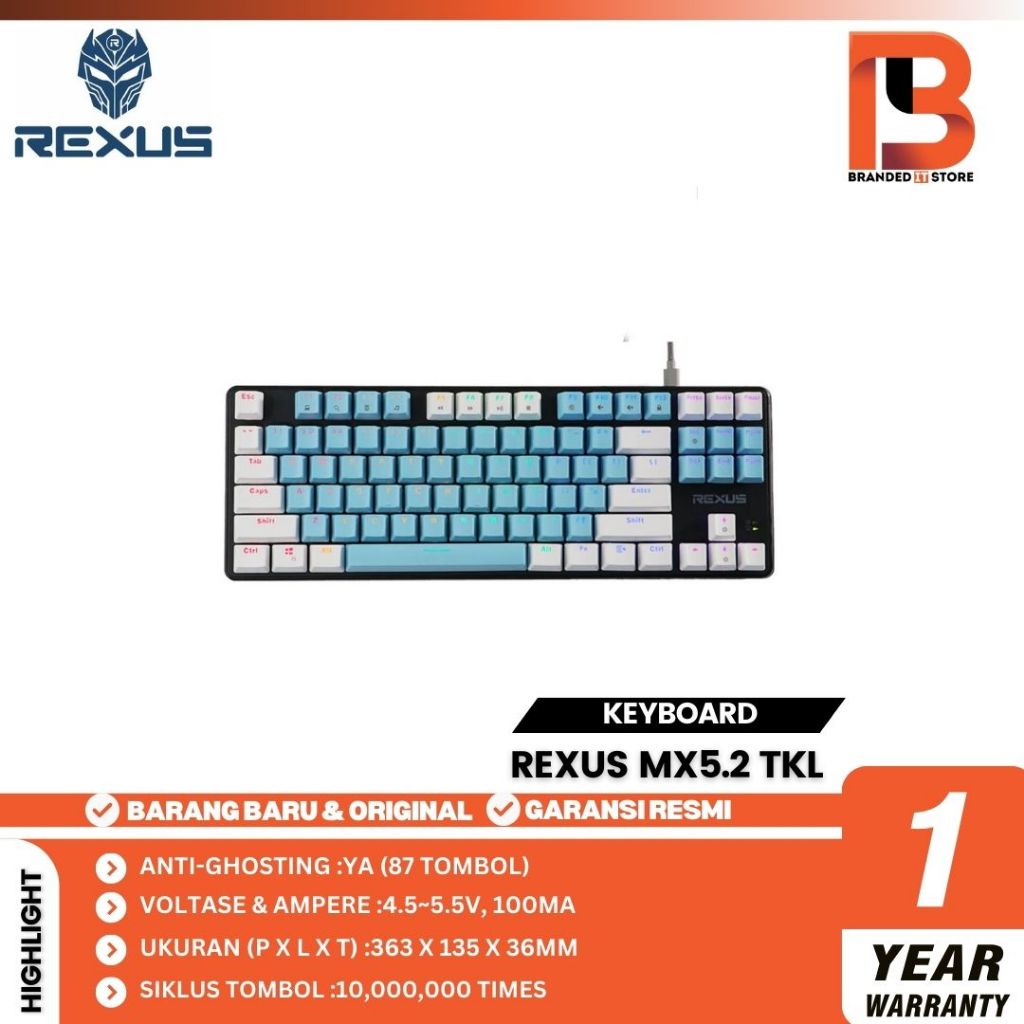Jual Rexus MX5.2 Mechanical Gaming Keyboard TKL Legionaire Mekanik MX 5 ...