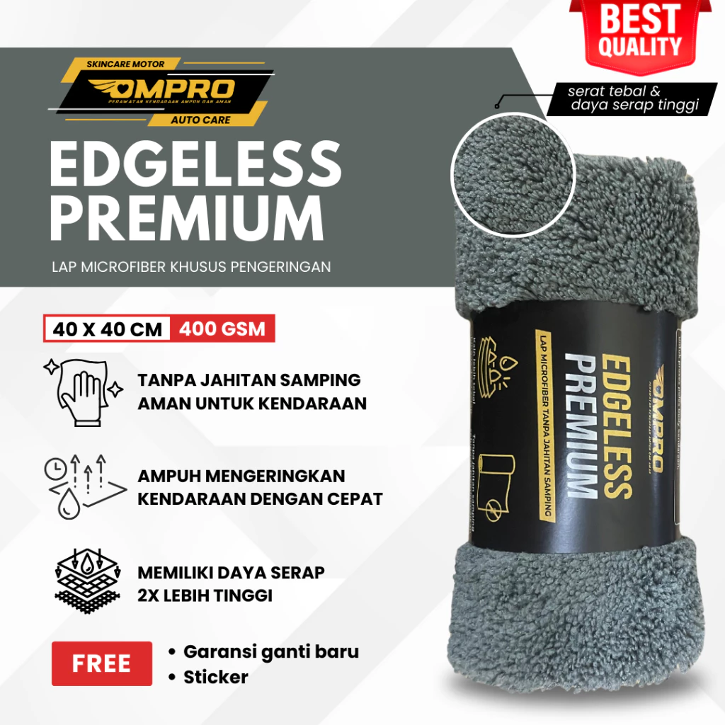 Kain Lap Microfiber Edgeless Mobil Motor Lap Mikrofiber Microfiber 40x40 Lap Fiber Ompro Edgeless
