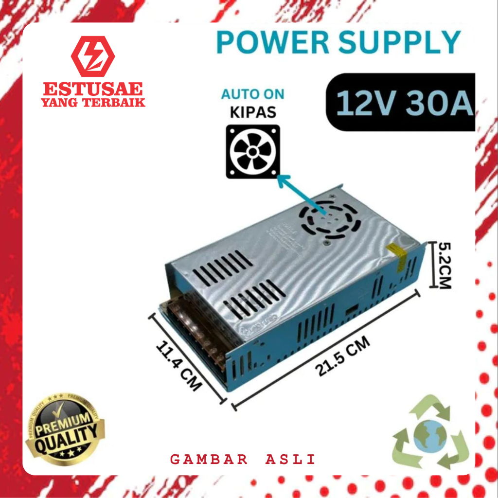 Jual Adaptor Power Supply Switching 12V 30A PSU JARING KAMERA CCTV LED ...