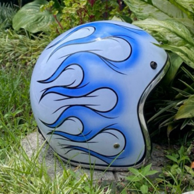 Jual Helm Bogo Custom Putih Api Sketsa Biru | Shopee Indonesia