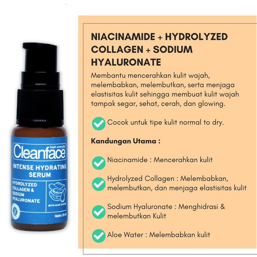 Jual Cleanface Serum -intense hydrating serum 20ml | Shopee Indonesia