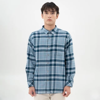 M231 Kemeja Pria Flannel Panjang Biru 0296