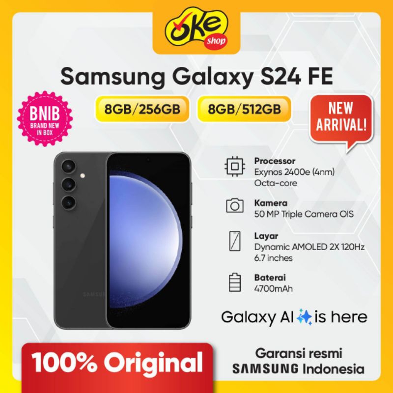 Samsung Galaxy S24 FE 5G 256GB dalam warna hitam