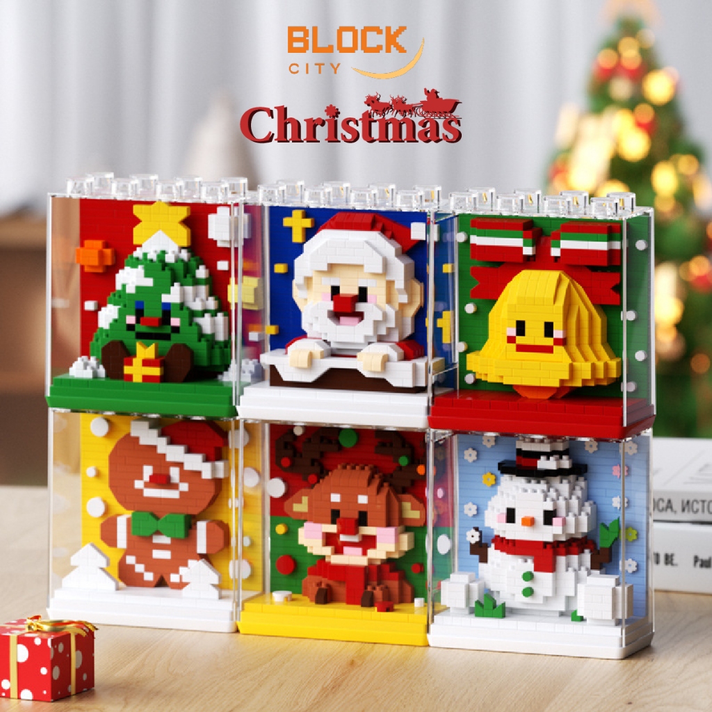 Block City-CLC Christmas Acrilic Box Block Brick Balok Susun Natal dengan  Box