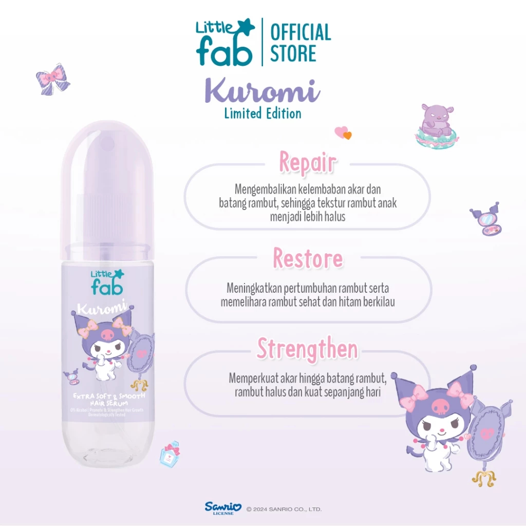 Jual LITTLE FAB EXTRA SOFT & SMOTH HAIR SERUM KUROMI LIMITED EDITION ...