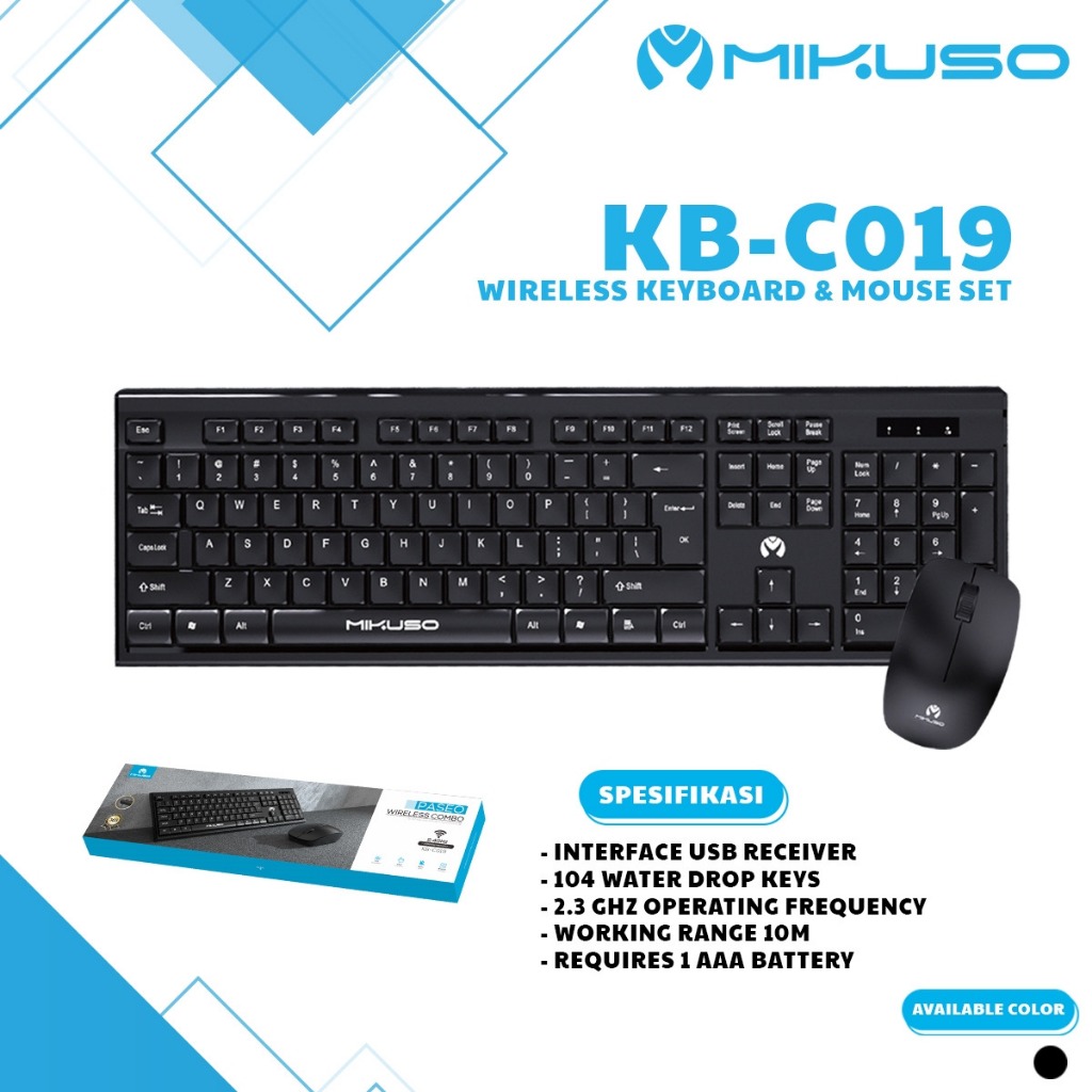 Jual Mikuso KB-C019 Keyboard & Mouse Wireless Combo Keyboard Paseo 2 ...
