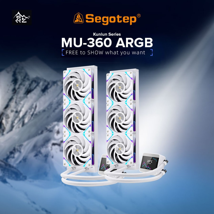 Jual SEGOTEP MU-360 ARGB LCD WHITE 360MM LIQUID AIO WATER CPU COOLER ...