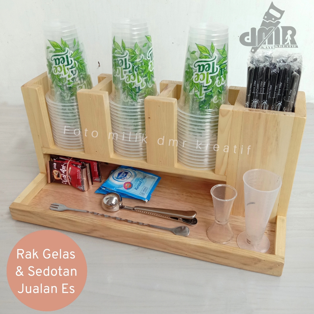 Jual Rak Tempat Paper Cup Gelas Plastik 8 14 16 18 22 OZ Sedotan Es Teh ...