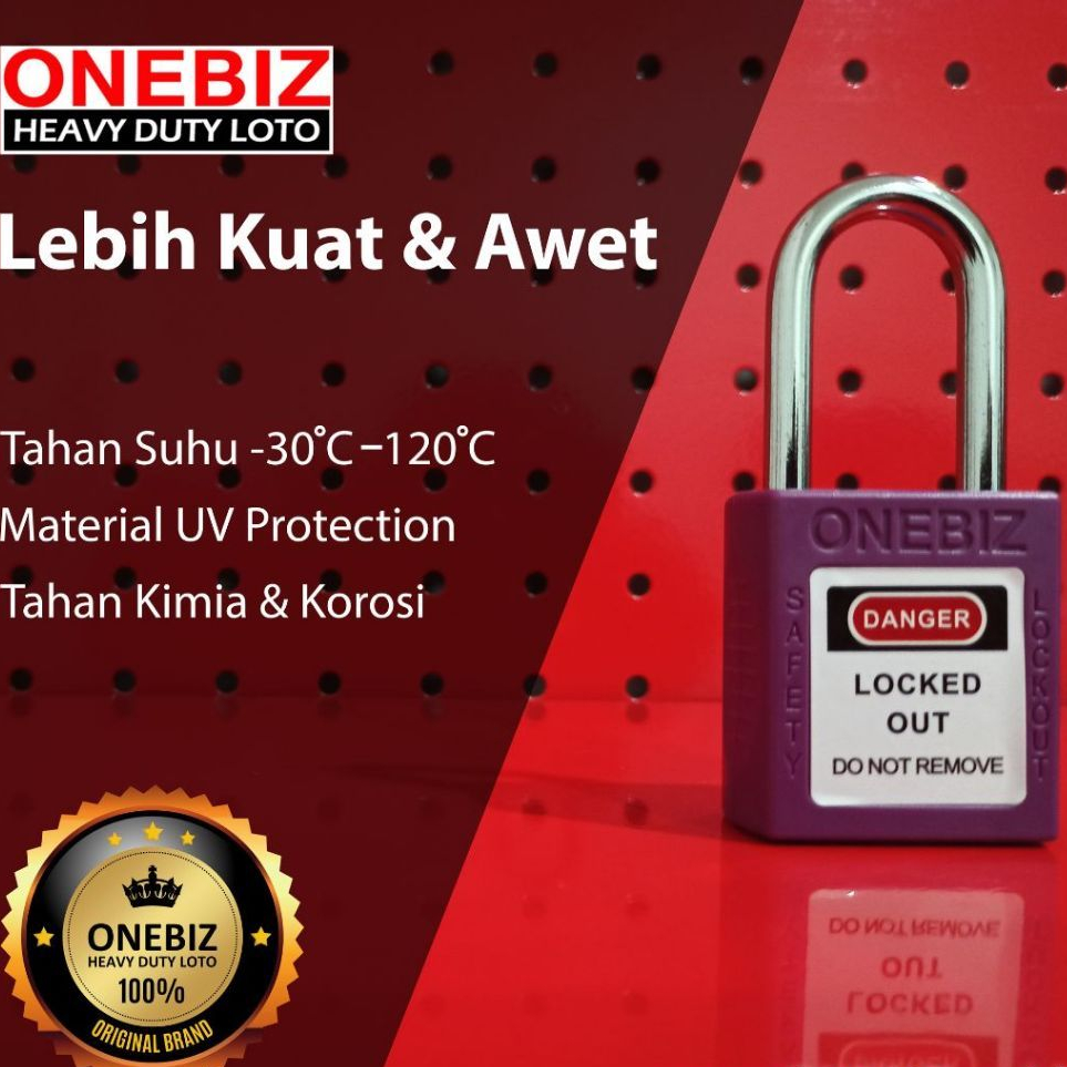 Jual Loto safety padlock thermoplastic Purple 38 mm lockout tagout-Ungu ...