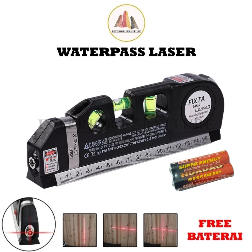 Jual Waterpass laser Level Pro 3 Meteran Laser Infrared Waterpass ...