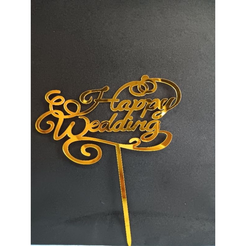 Jual CAKE TOPPING ACRILIC HAPPY WEDDING/ CAKE TOPPER/CAKE TOPPING ...